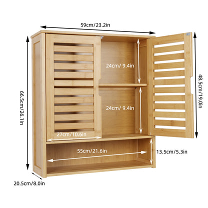 Wall-Mounted Bamboo Bathroom Cabinet Storage