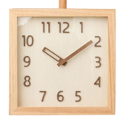 Square Wooden Double Sided Silent Wall Clock