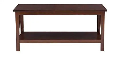 Dark Brown Wooden Coffee Table With X-Frame