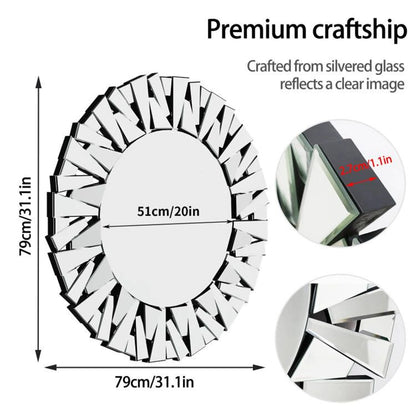 Unique Sunburst Decorative Round  Wall Mirror