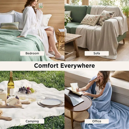 Cotton King Size Cooling Breathable Woven Blanket