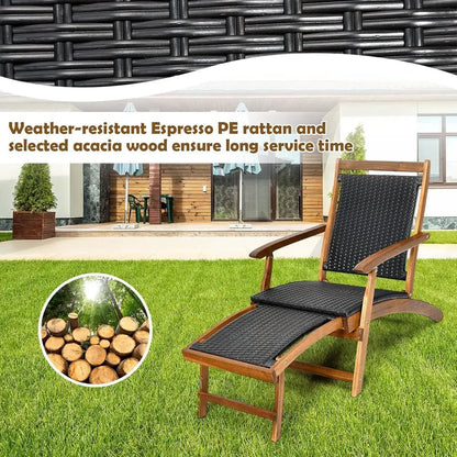 Patio Chaise Lounge Space-Saving Ergonomic Deck Chair