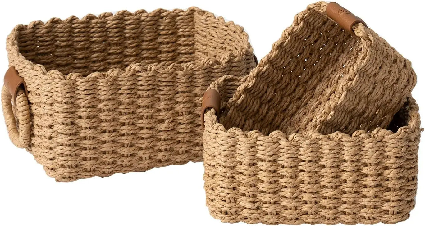 Decorative Square Basket Organizer Set of 3