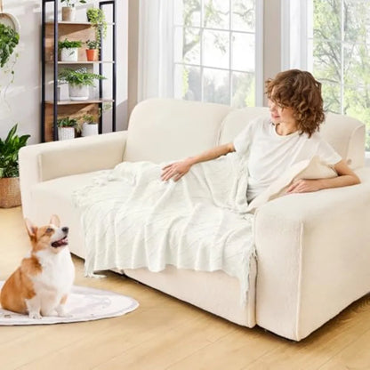Knitted Throw Blanket for Couch and Bed