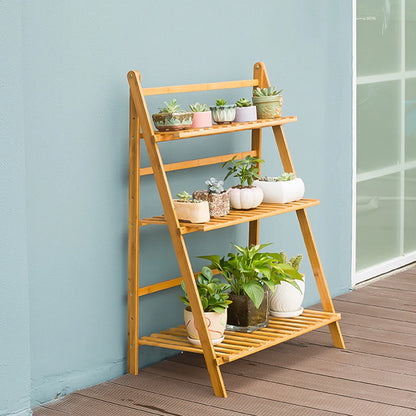 3 Tiers Bamboo Ladder Plant Stand Display Rack