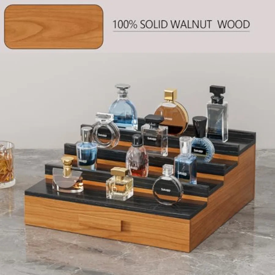 Solid Walnut Cologne Organizer Display Shelf