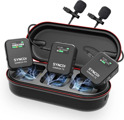 Wireless Lavalier Microphone Dual Transmitter Lapel Mic