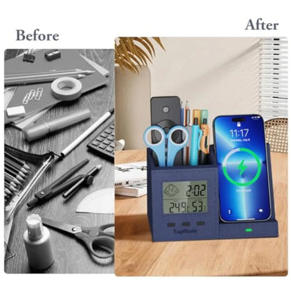 Wireless Charger with Pen Holder Desk Nightstand Organizer