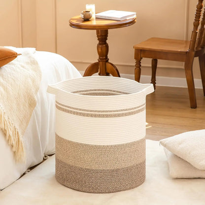 80L Large Woven Laundry Basket with Handles