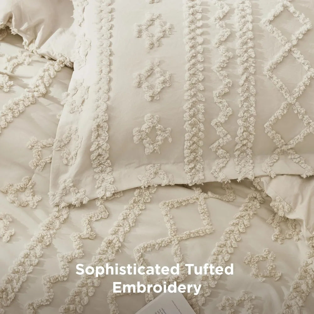 Bedsure Tufted Boho Comforter Set Queen Size
