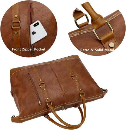 Leather Travel Duffel Weekender Bag for Men and Women