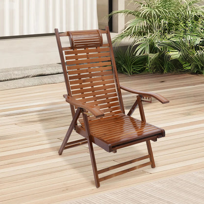 Bamboo Folding Lounge Chair  Adjustable Backrest