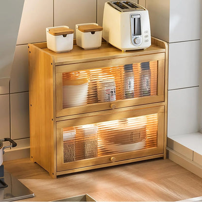 2-Tier Bamboo Kitchen Storage Cabinet