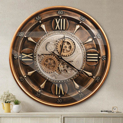 24 Inch Wall Clock With Moving Gears