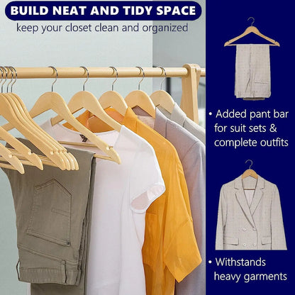 Wooden Suit Hangers Premium Natural Finish Home