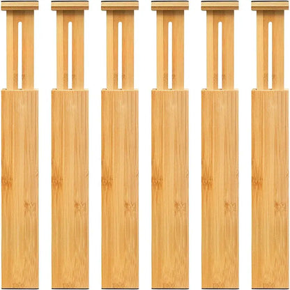 Adjustable Bamboo Drawer Dividers, Expandable Drawer Organizer