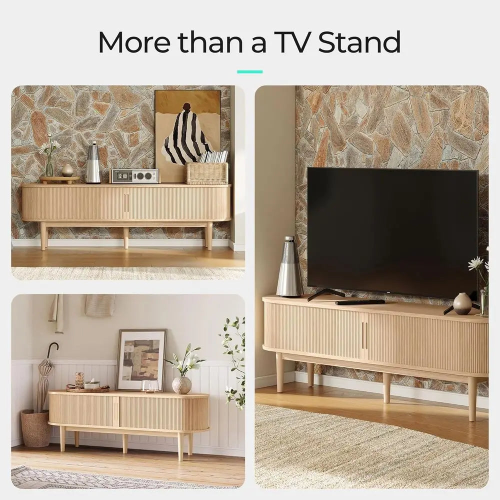 Entertainment Center with Storage Cabinet and Sliding Door