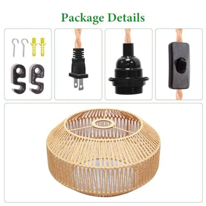 Hanging Lamp Plug-in Pendant Light Rattan