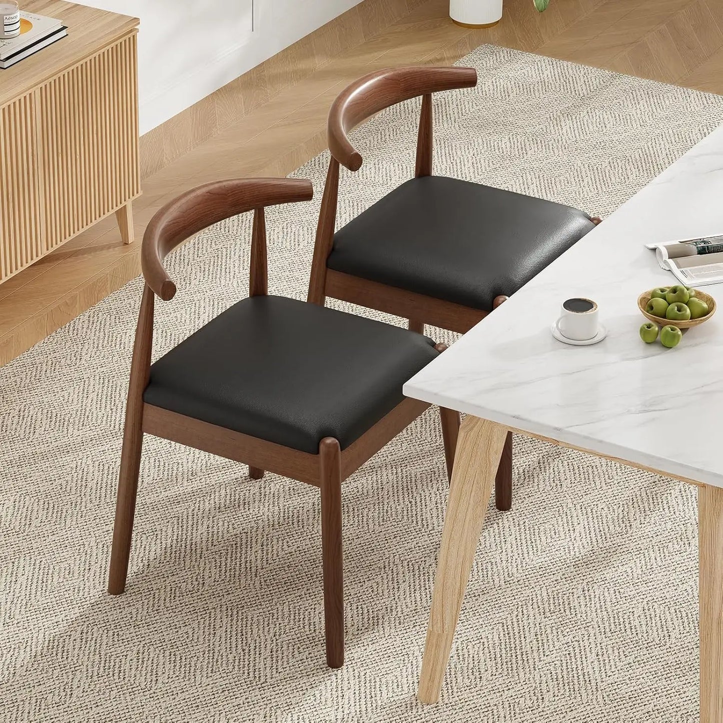 Dining Chairs Set of 2 with Solid Wood Legs
