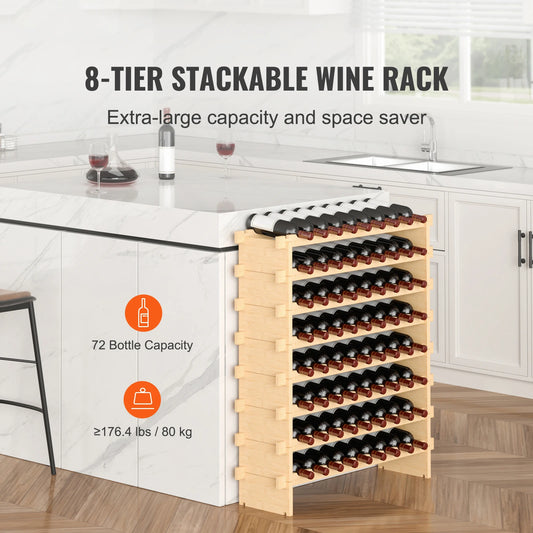 Bottle Stackable Modular Bamboo Wine Holder