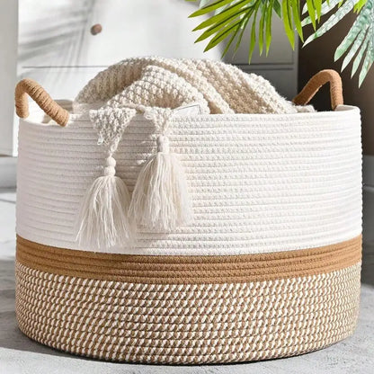 Large 20" x 13" Woven Rope Blanket Basket