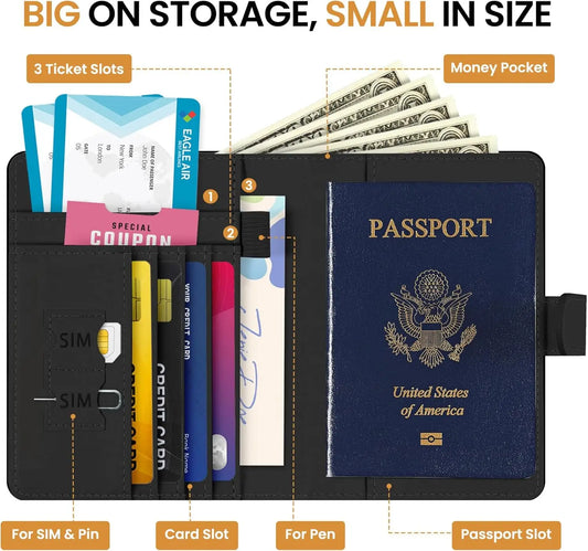 RFID Blocking Leather Passport Holder