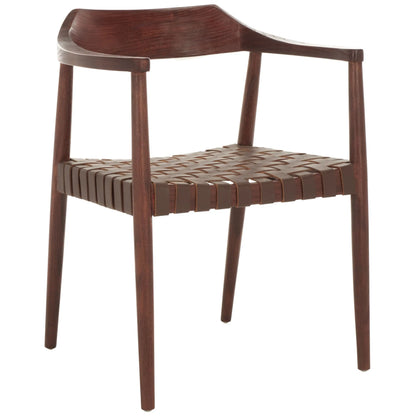 Walnut Solid Wood Armchair Leather Seat