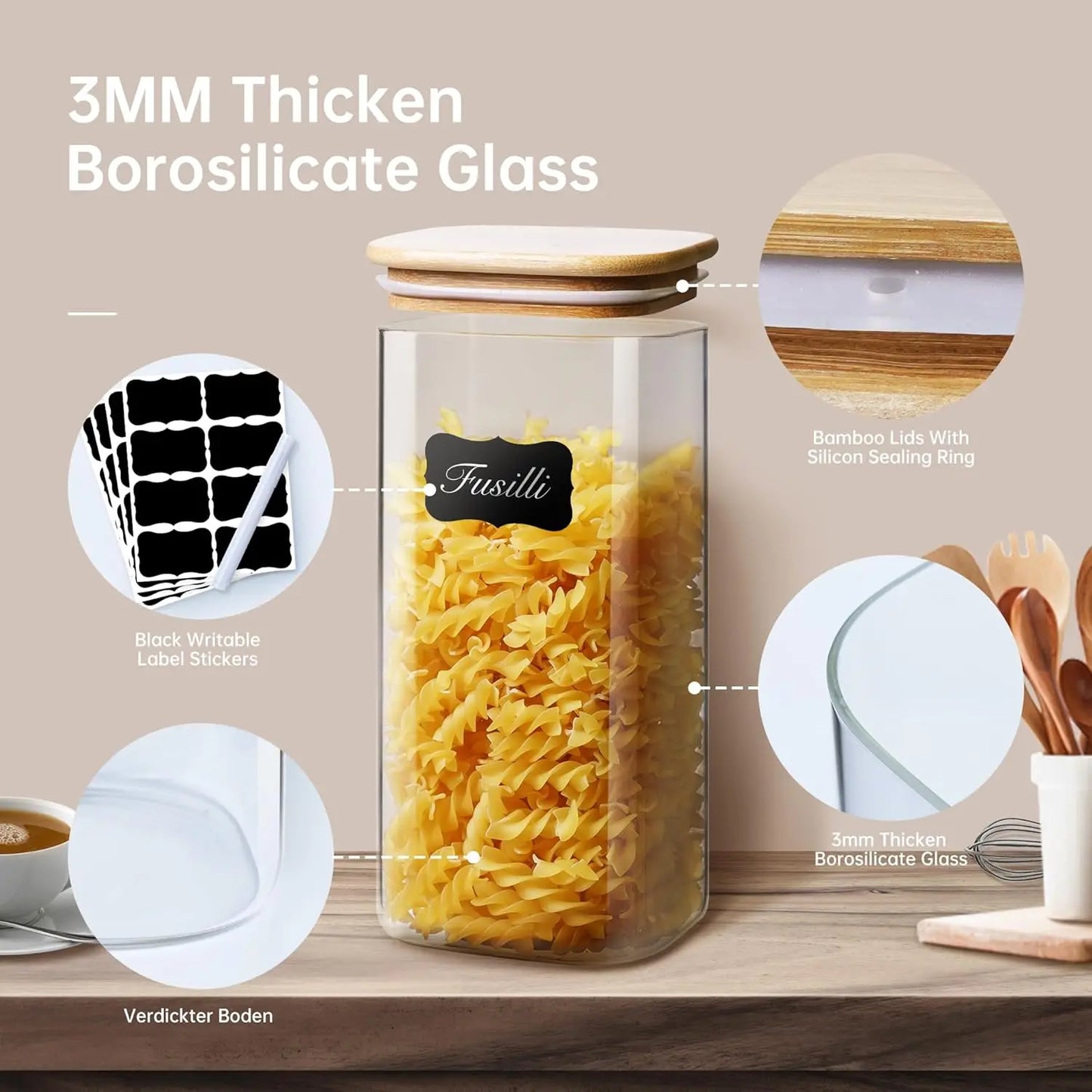 12-Pack Square Glass Jars Storage Container