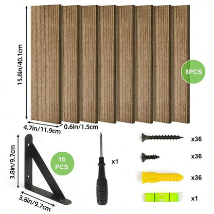 8pcs Floating Shelves Rustic Wood Wall Shelves