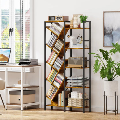 5 Tier Tree Bookshelf With Wood Shelves