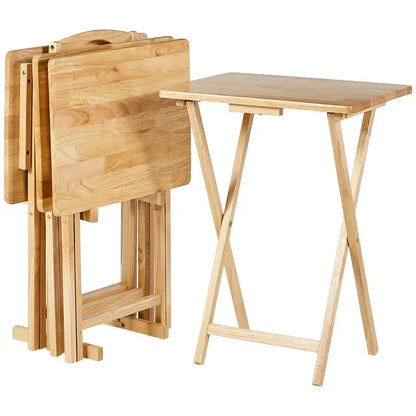 Foldable TV Dinner Tray Table with Storage Rack