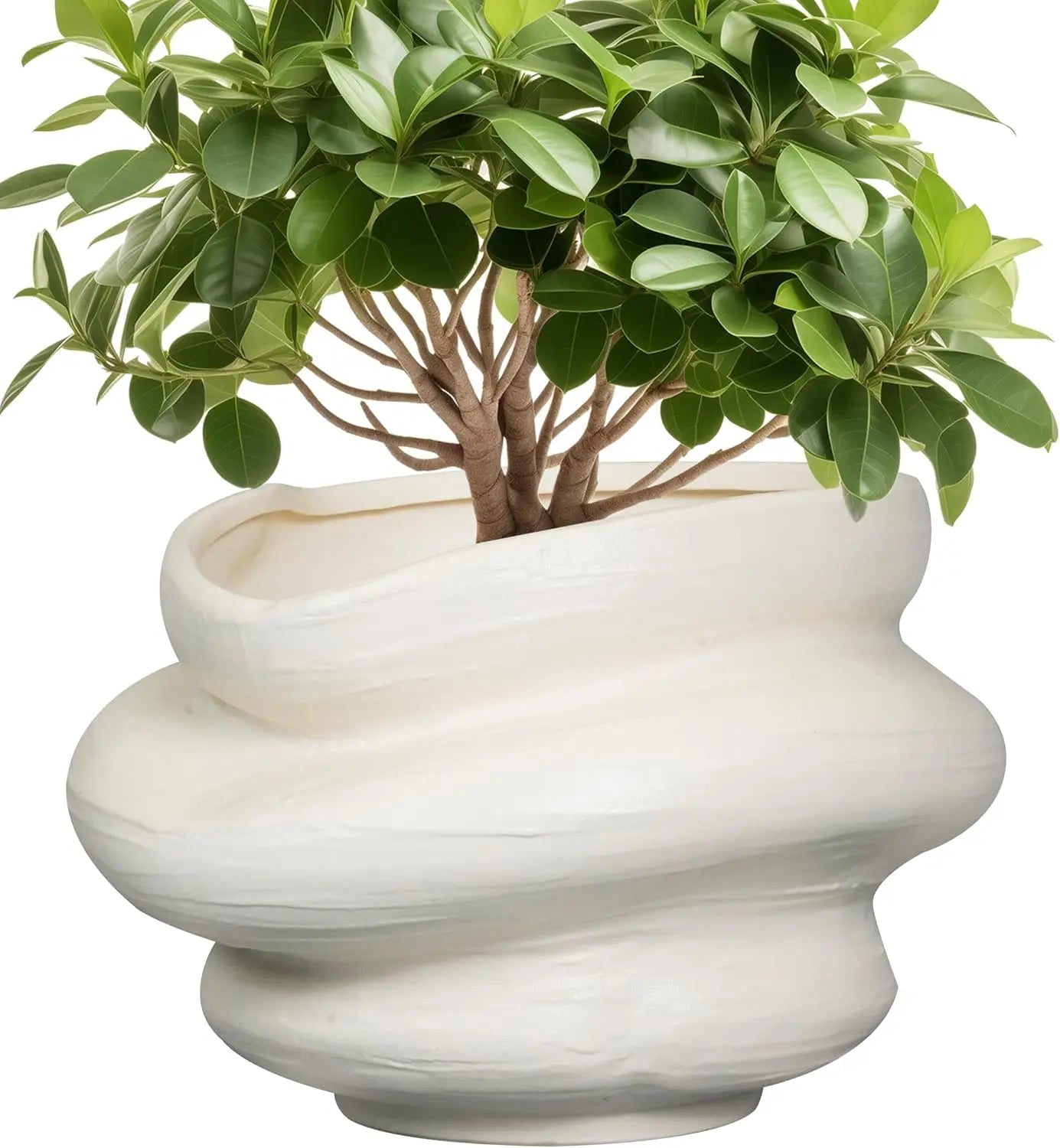 Large White Ceramic Plant Pot with Drainage