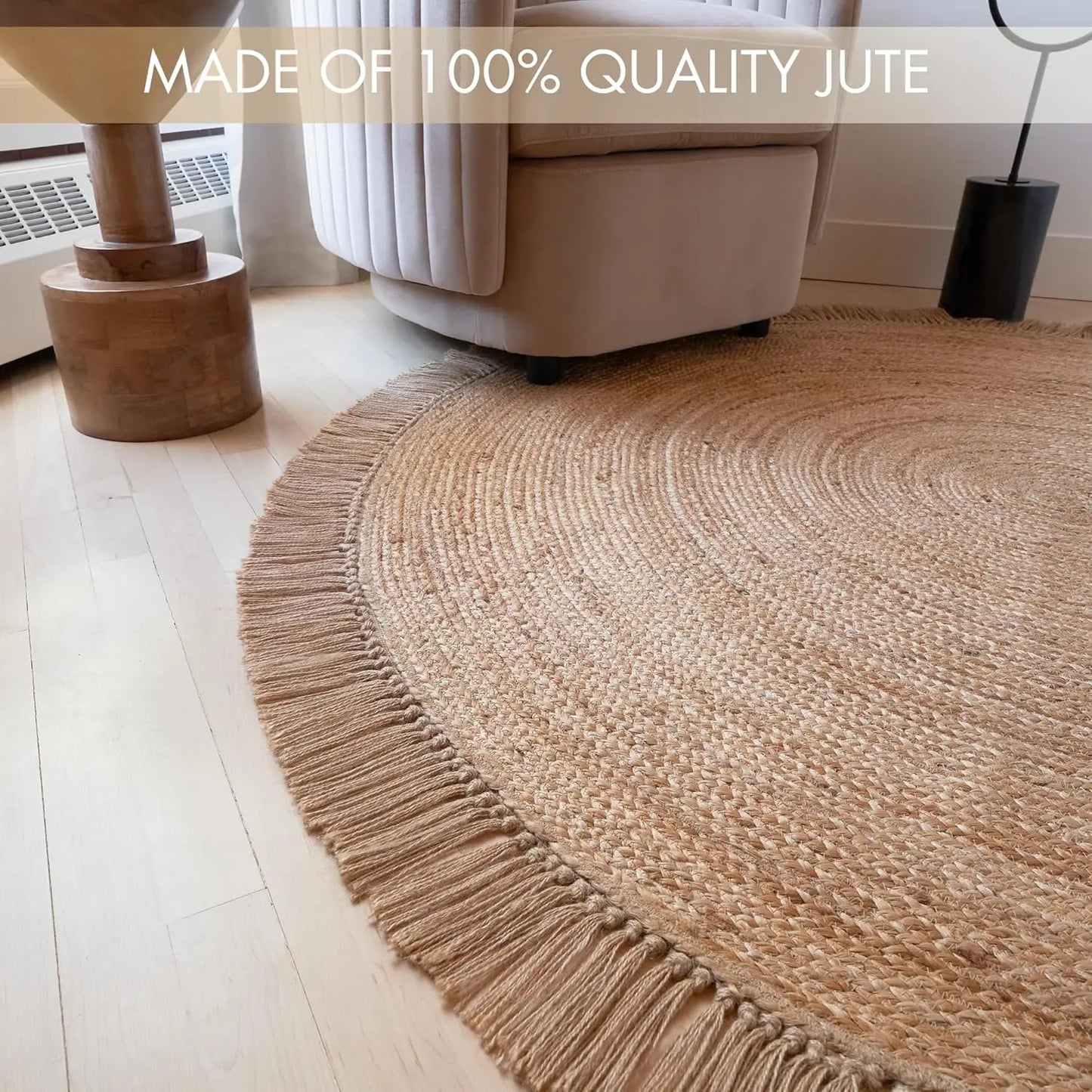 5x5 ft Round Jute Area Rug