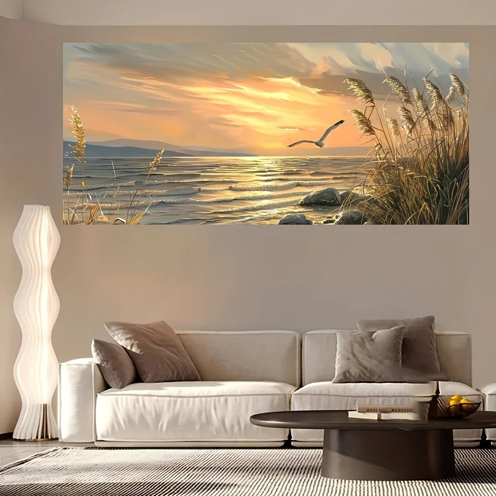 Sunset Beach Art Canvas Seascape Painting
