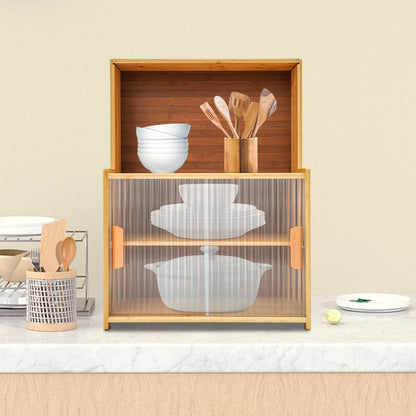 Bamboo MDF Sliding Door Kitchen Pantry Organizer