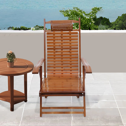Bamboo Folding Lounge Chair  Adjustable Backrest