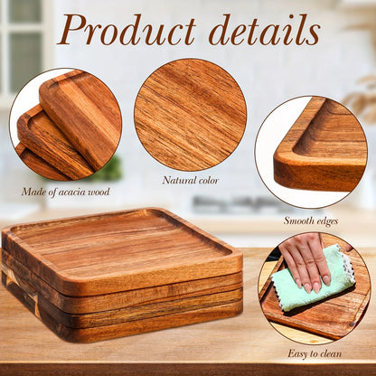 4pcs Wooden Plates Acacia Wood Charcuterie Board