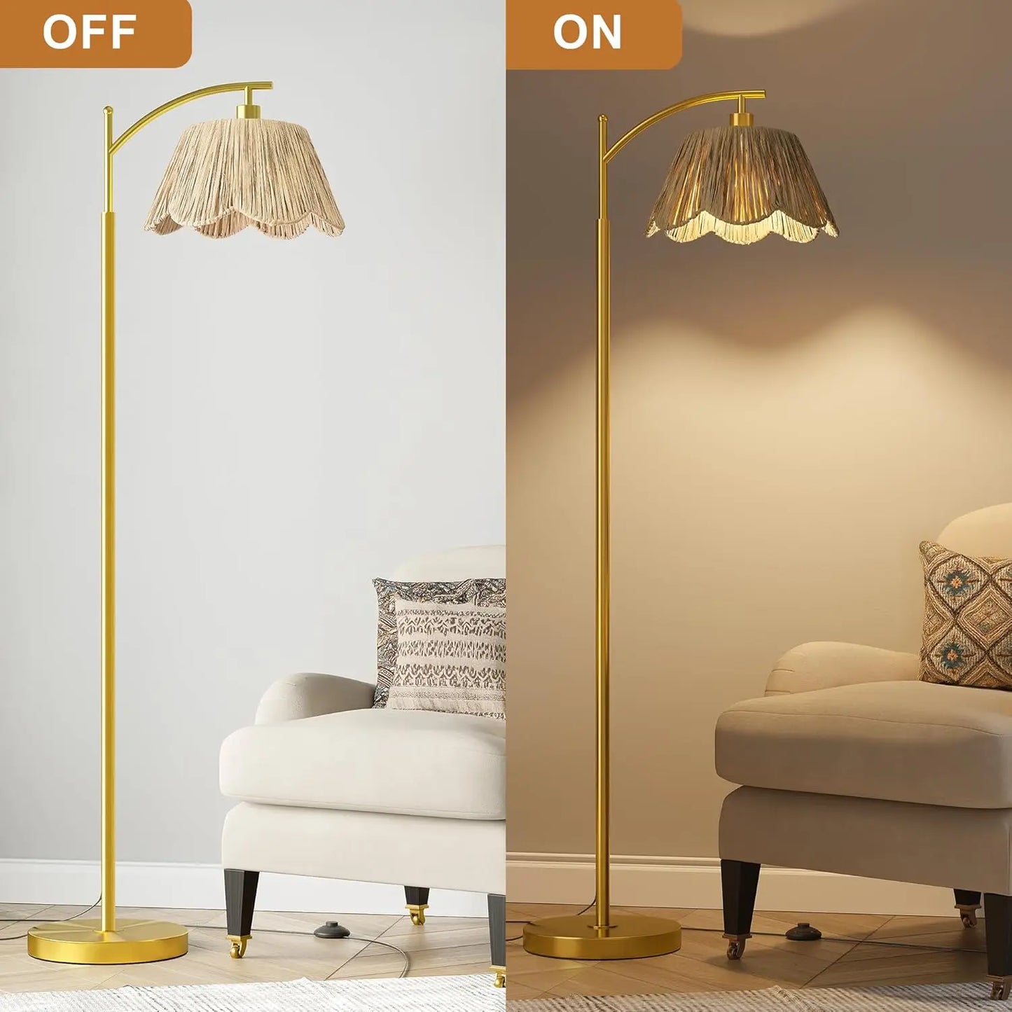 Rattan Floor Lamp with Hand-Woven Shade