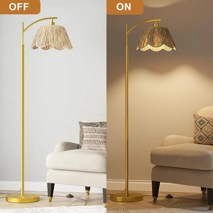 Rattan Floor Lamp with Hand-Woven Shade