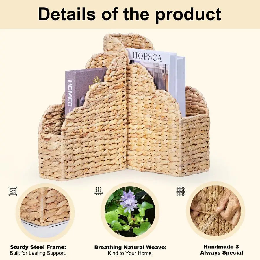 Water Hyacinth Magazine Holders with Scalloped Edge