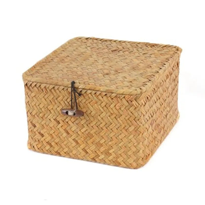 Wicker Shelf Baskets with Lid
