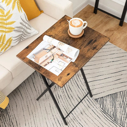 Set of 2 Folding Compact Side Tables for Small Spaces