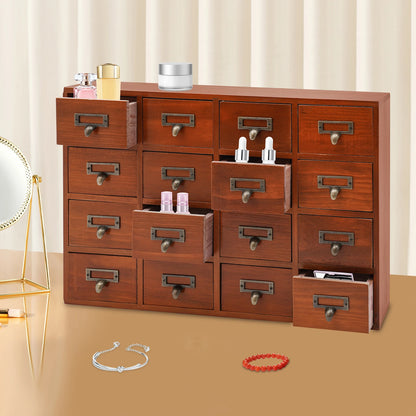 Large 16-Drawer Multifunctional Wooden Storage Box