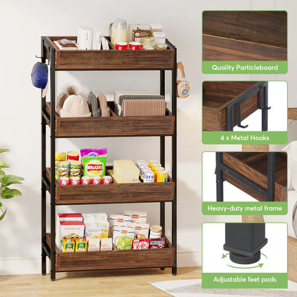 Fruit and Vegetable Wood Utility Storage Shelves