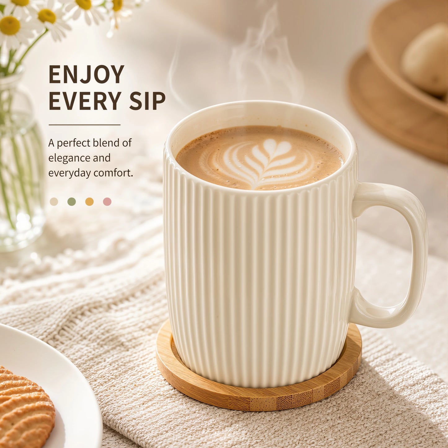Ceramic Coffee Mugs Set of 4  with Handles