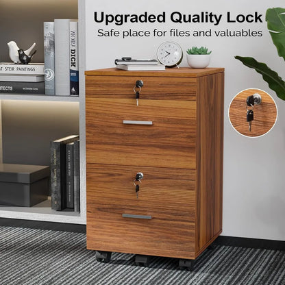 2-Drawer Rolling File Cabinet with Lock