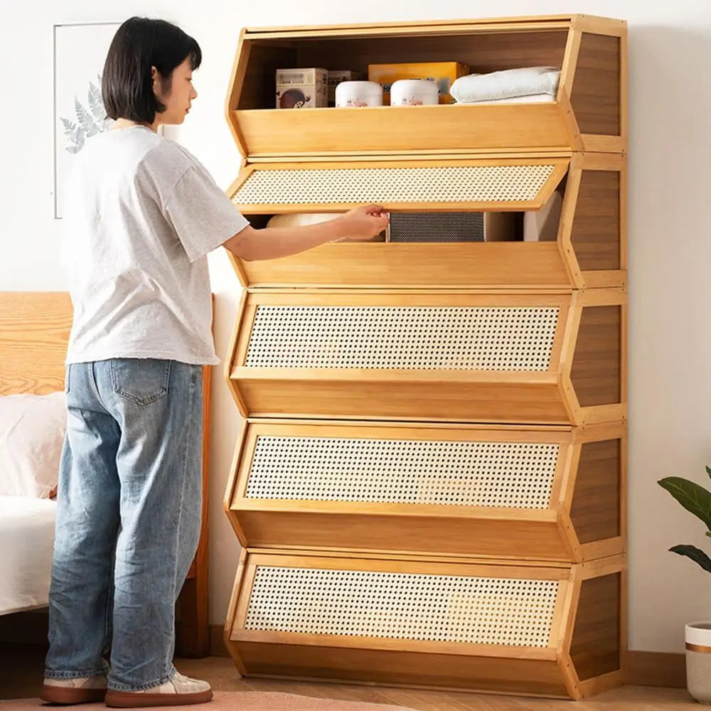 Bamboo Storage Cabinet Cupboard Organizer