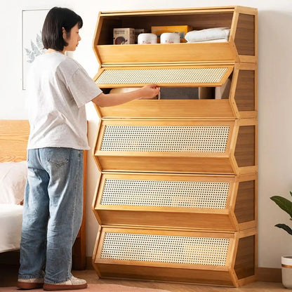 Bamboo Storage Cabinet Cupboard Organizer