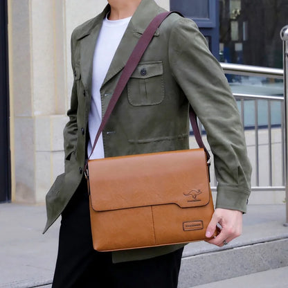 Men's Business Leather Shoulder Bag  Crossbody Handbag