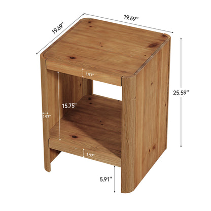 2-Tier Solid Wood End Table